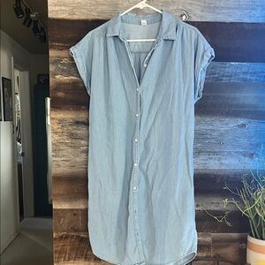 Old Navy Light Blue Denim Button Down Shirt Dress